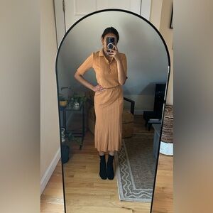 Zara Matching Set Ribbed Polo and Midi Skirt